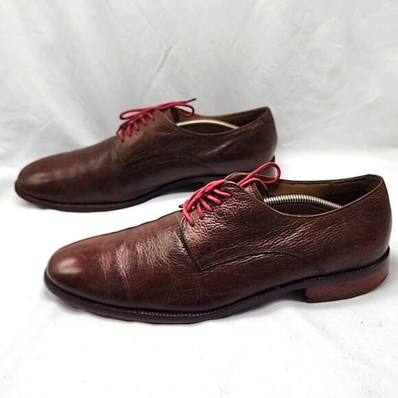 COLE HAAN VINTAGE WILLIAM DERBY OXFORD DISTRESSED PEBBLED LEATHER MENS 10.5 WIDE - Picture 6 of 16